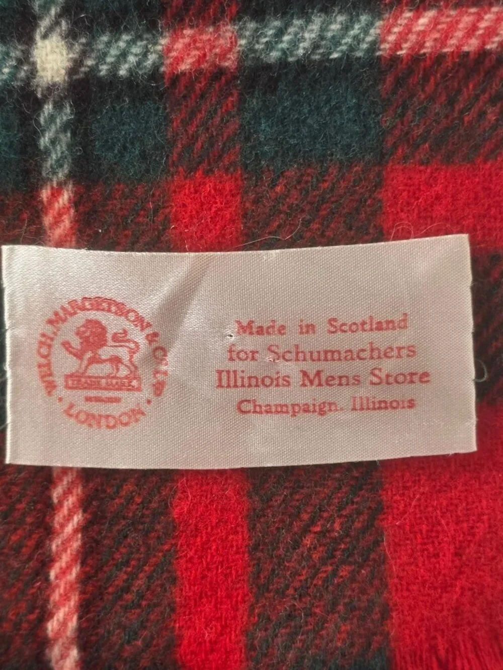 Vintage Welsh Margetson & Co London Wool Tartan Scarf Made in Scotland 48x11